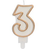 Cijferkaars '3' Wit Goud Chique (9cm)