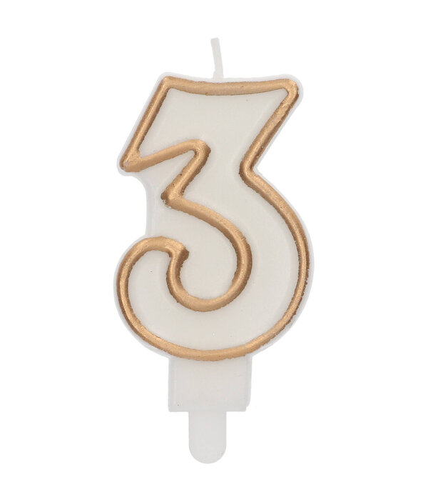 Cijferkaars '3' Wit Goud Chique (9cm)