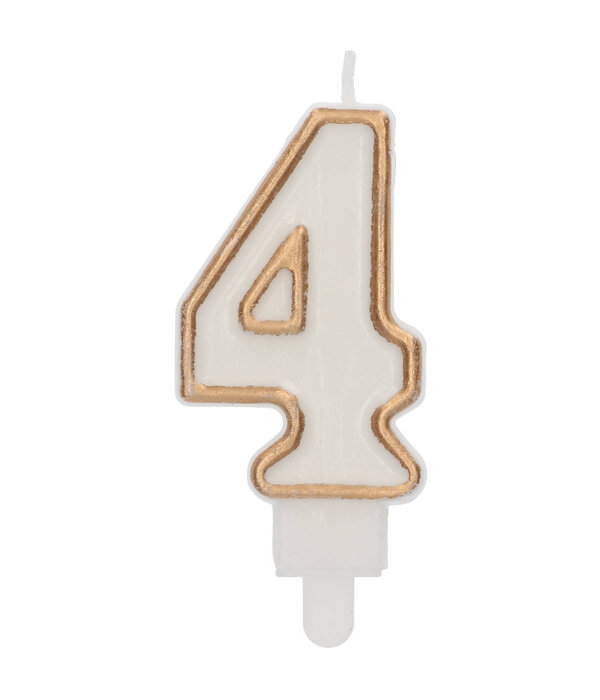 Cijferkaars '4' Wit Goud Chique (9cm)