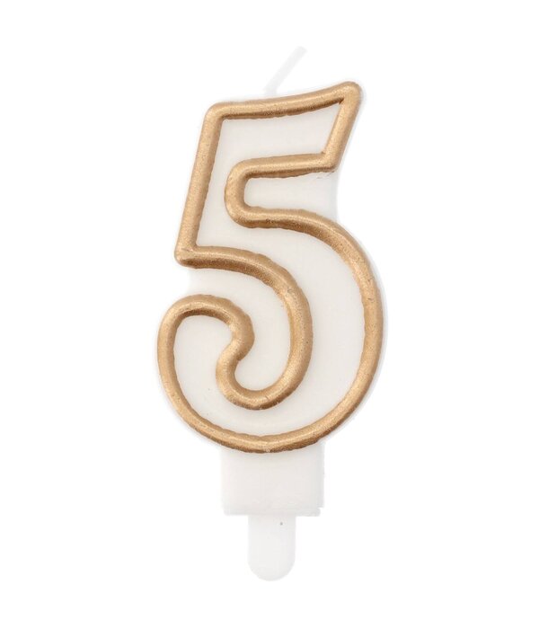Cijferkaars '5' Wit Goud Chique (9cm)