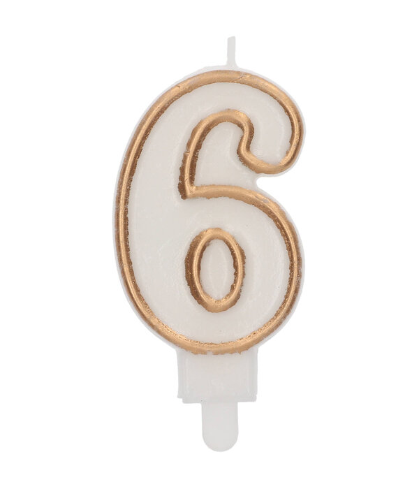 Cijferkaars '6' Wit Goud Chique (9cm)