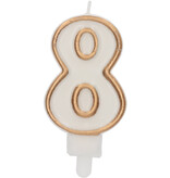 Cijferkaars '8' Wit Goud Chique (9cm)