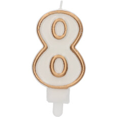Cijferkaars '8' Wit Goud Chique (9cm)