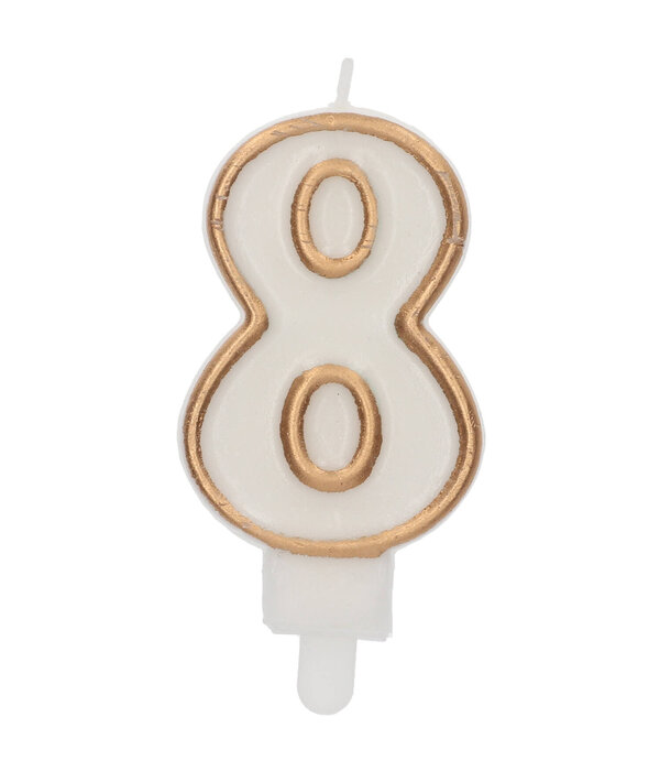 Cijferkaars '8' Wit Goud Chique (9cm)