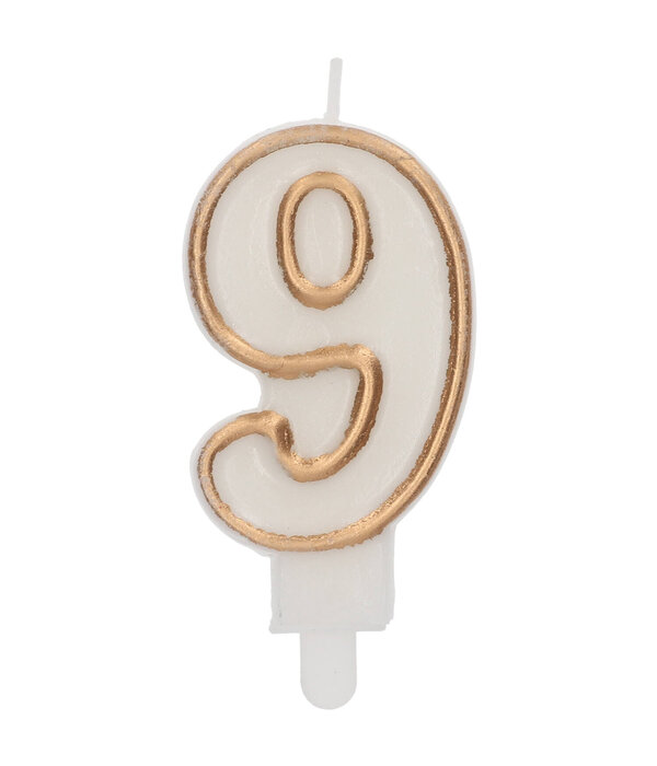 Cijferkaars '9' Wit Goud Chique (9cm)