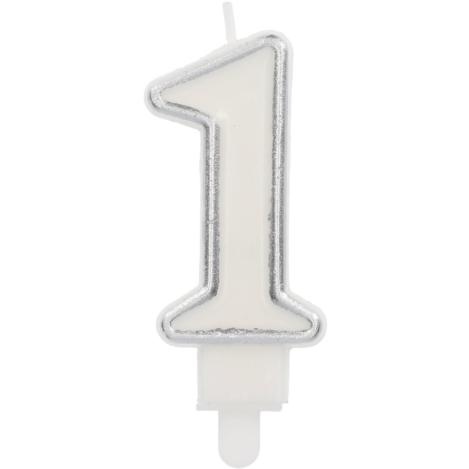 Cijferkaars &apos;1&apos; Wit Zilver Chique (9cm) afbeelding