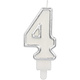 Cijferkaars '4' Wit Zilver Chique (9cm)
