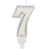 Cijferkaars '7' Wit Zilver Chique 9cm