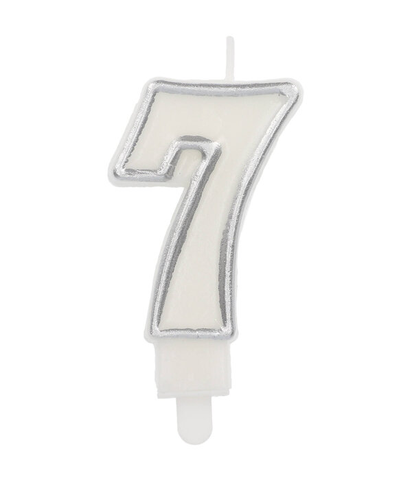 Cijferkaars '7' Wit Zilver Chique 9cm