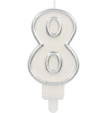 Cijferkaars '8' Wit Zilver Chique (9cm)