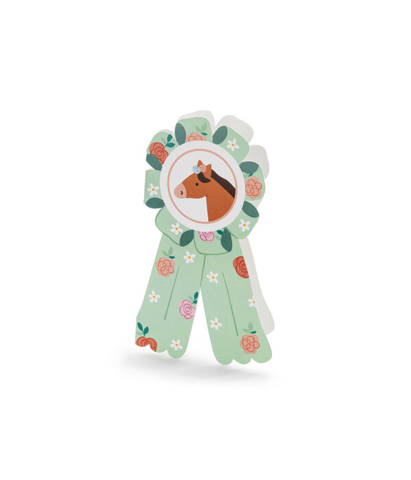 Uitnodiging Paarden Rozet Vorm Bella (6st)