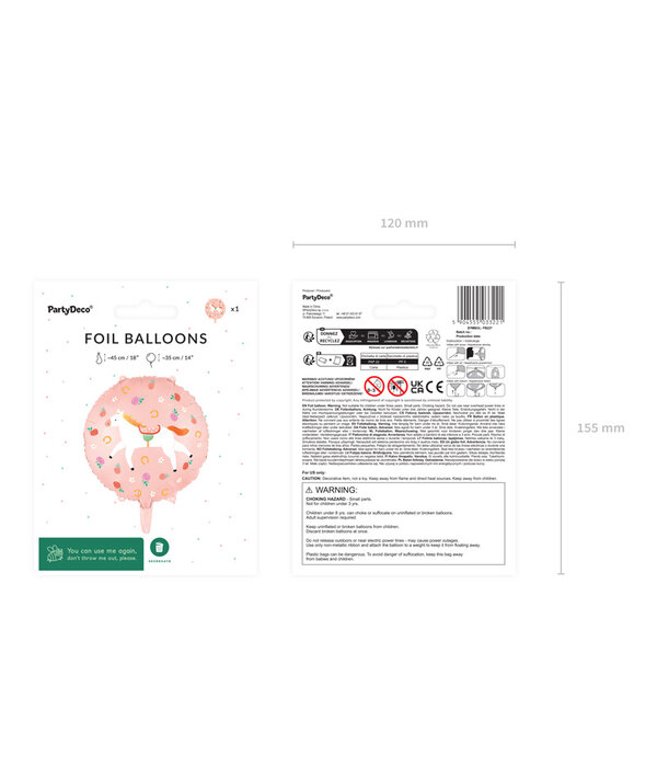 Folie Ballon Paard Perzik (45cm)