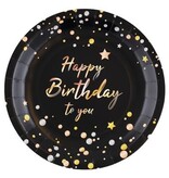 Feestbordjes Happy Birthday To You Zwart (8st)