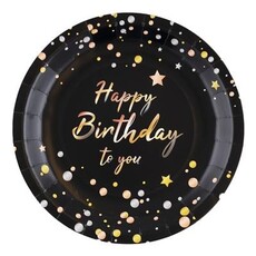 Feestbordjes Happy Birthday To You Zwart (8st)