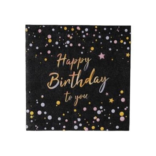 Servetten Happy Birthday To You Zwart (20st)