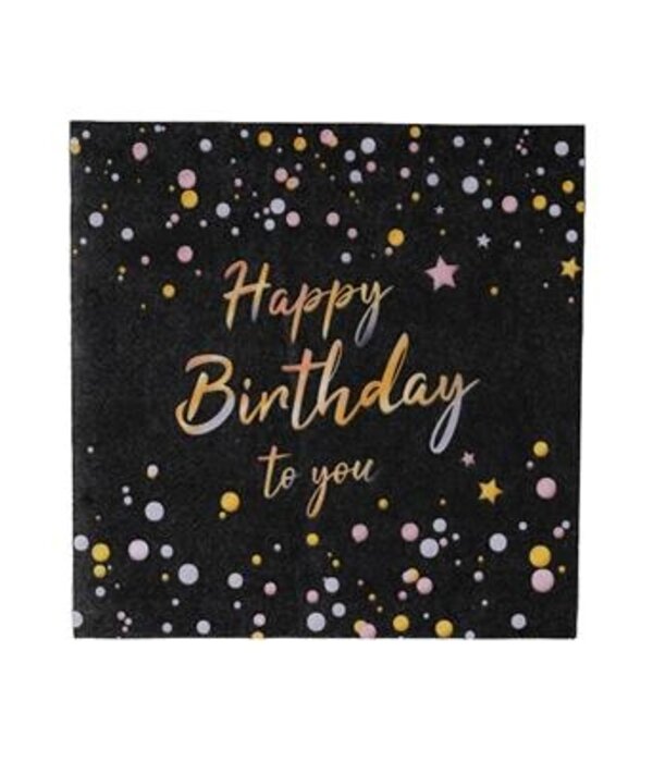 Servetten Happy Birthday To You Zwart (20st)