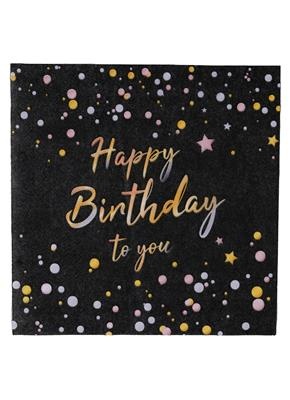 Servetten Happy Birthday To You Zwart (20st) afbeelding