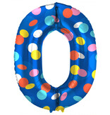 Folieballon '0' Kleurrijke Stippen