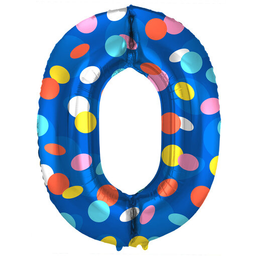 Folieballon '0' Kleurrijke Stippen