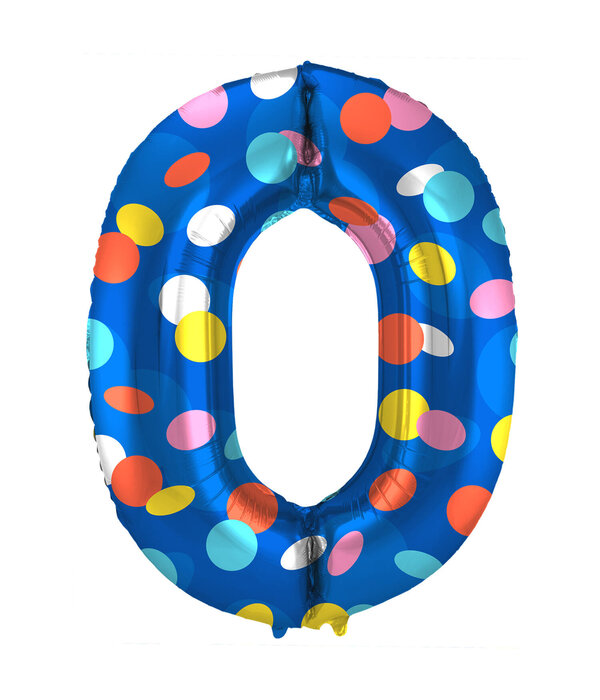 Folieballon '0' Kleurrijke Stippen
