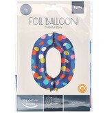 Folieballon '0' Kleurrijke Stippen