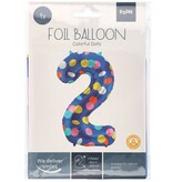 Folieballon '2' Kleurrijke Stippen