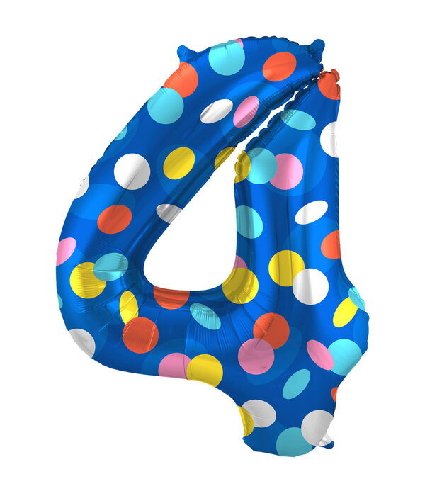 Folieballon '4' Kleurrijke Stippen
