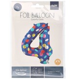 Folieballon '4' Kleurrijke Stippen