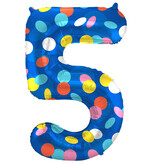 Folieballon '5' Kleurrijke Stippen