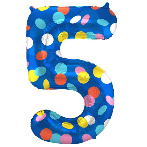 Folieballon '5' Kleurrijke Stippen