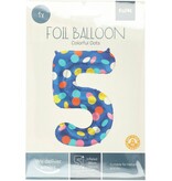 Folieballon '5' Kleurrijke Stippen