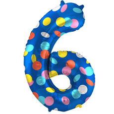 Folieballon '6' Kleurrijke Stippen