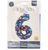 Folieballon '6' Kleurrijke Stippen