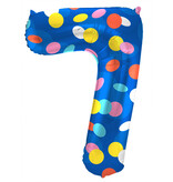 Folieballon '7' Kleurrijke Stippen