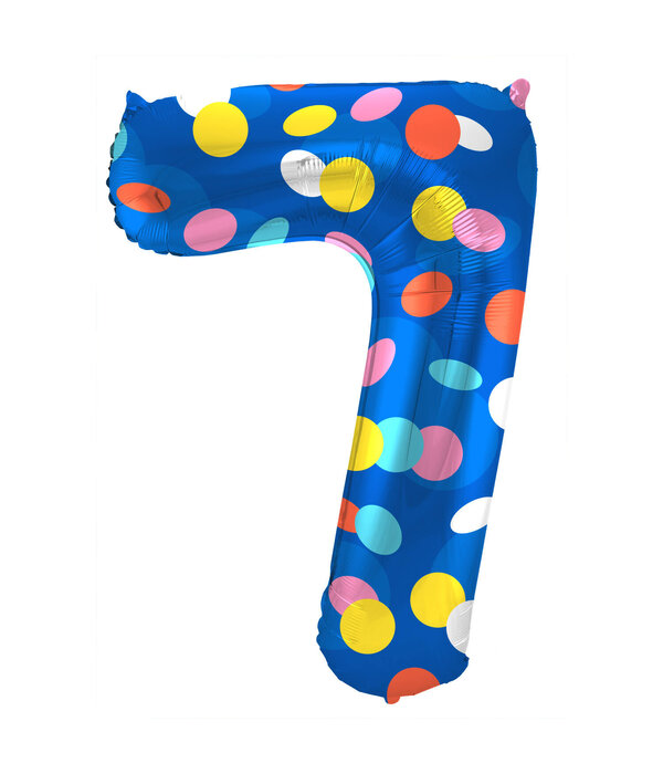 Folieballon '7' Kleurrijke Stippen