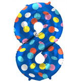 Folieballon '8' Kleurrijke Stippen