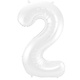 Folieballon Wit Metallic Mat Cijfer 2 (86cm)