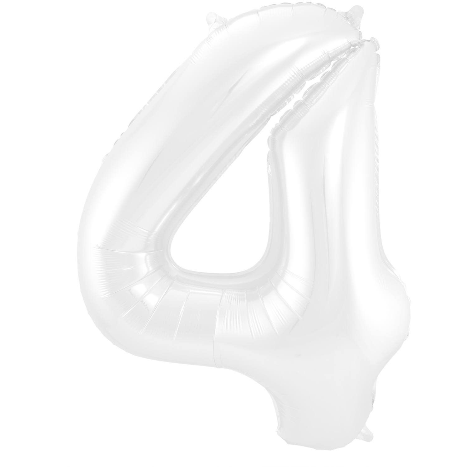 Folieballon Wit Metallic Mat Cijfer 4 (86cm) afbeelding