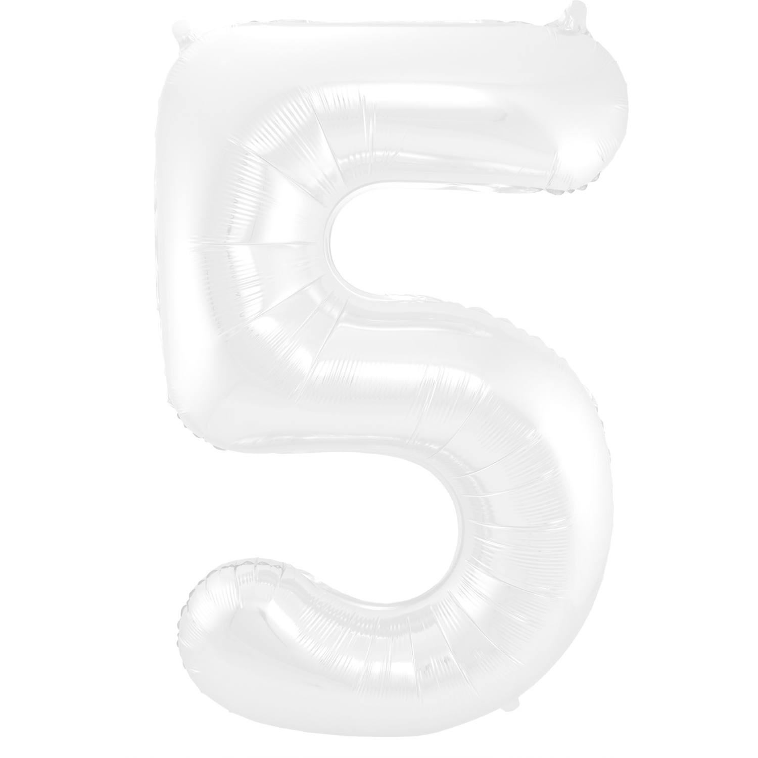 Folieballon Wit Metallic Mat Cijfer 5 (86cm) afbeelding