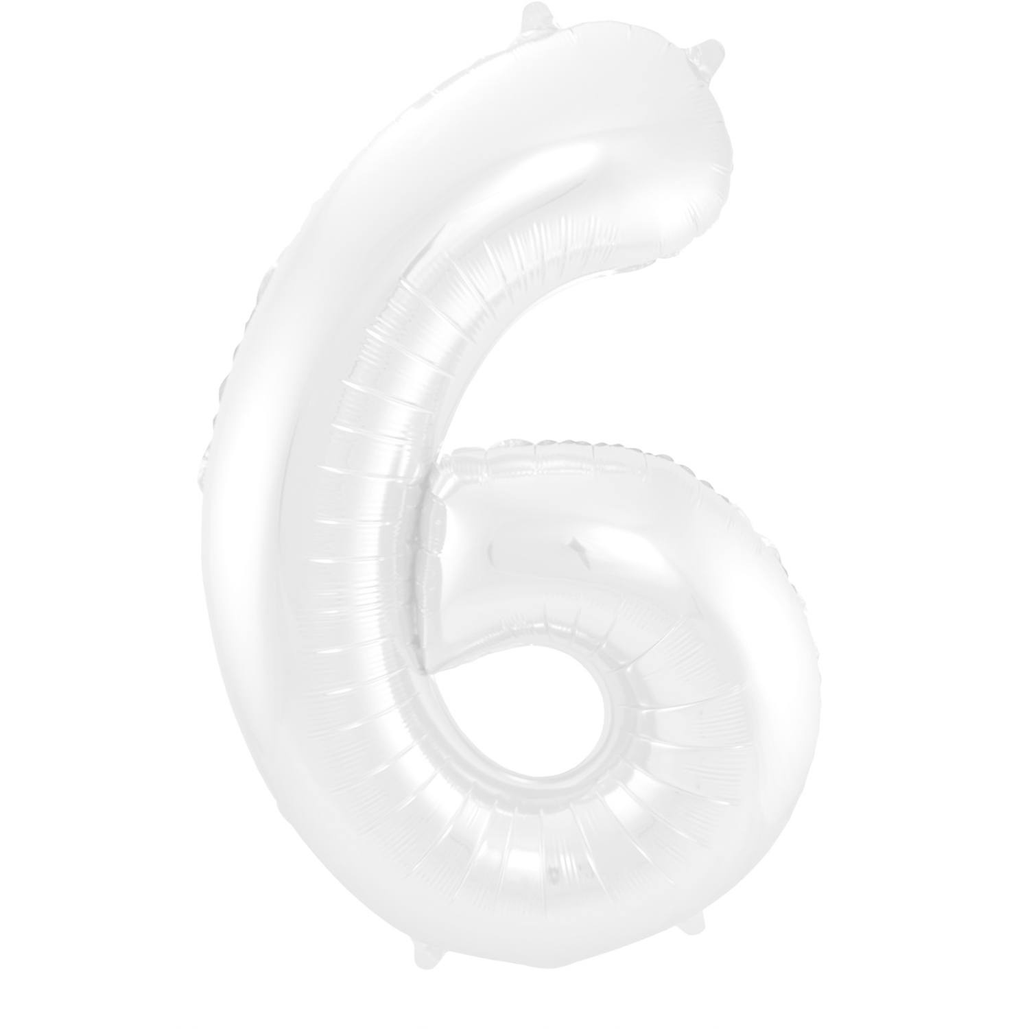 Folieballon Wit Metallic Mat Cijfer 6 (86cm) afbeelding
