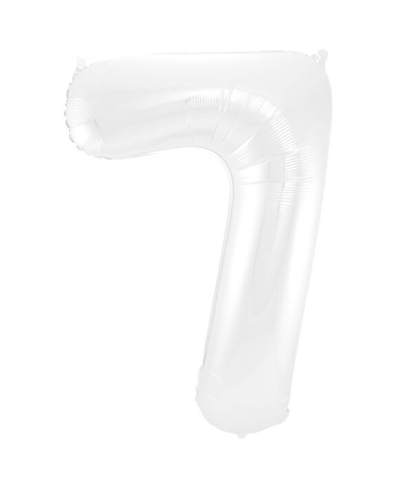 Folieballon Wit Metallic Mat Cijfer 7 (86cm)