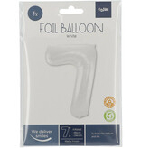 Folieballon Wit Metallic Mat Cijfer 7 (86cm)