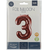 Folieballon Brons Cijfer 3 - 86 cm