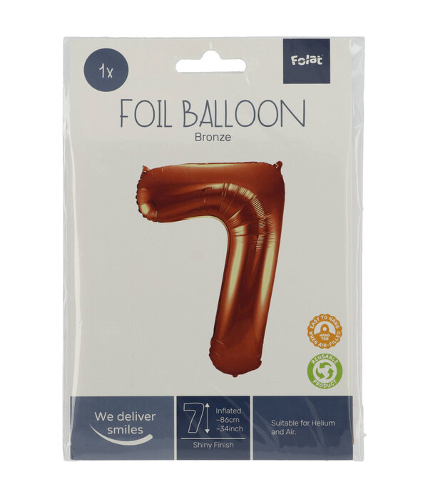 Folieballon Brons Cijfer 7 - 86 cm