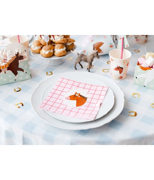 Servetten Paarden Geblokt Bella (12st)