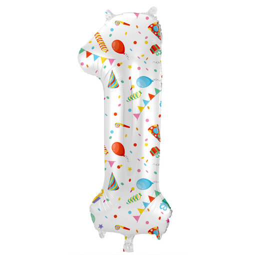 Folieballon Cijfer 1 Joyful Party - 86 cm