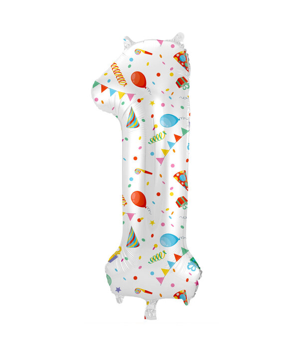 Folieballon Cijfer 1 Joyful Party - 86 cm