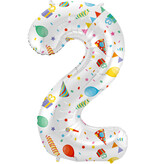 Folieballon Cijfer 2 Joyful Party - 86 cm