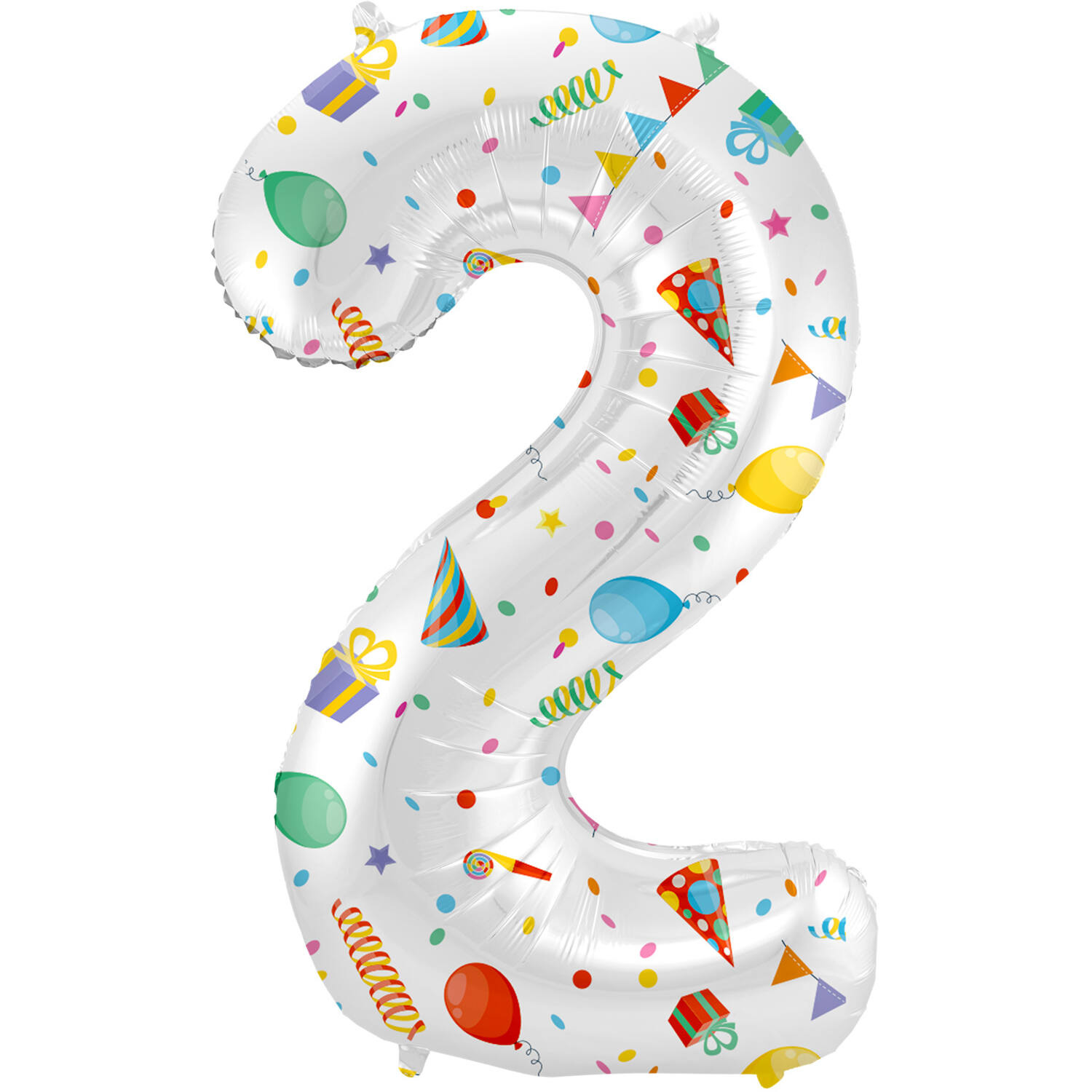Folieballon Cijfer 2 Joyful Party - 86 cm