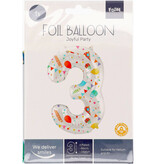 Folieballon Cijfer 3 Joyful Party - 86 cm